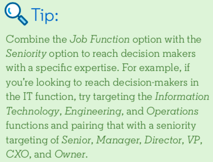 LinkedIn Tip - Combine Job Function with Seniority Function